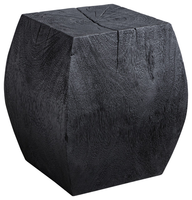 Grove Black Wooden Accent Stool Rustic Accent And Garden Stools
