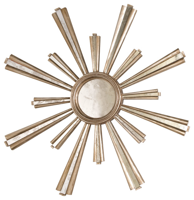Selena Hollywood Regency Silver Sunburst Antique Mirror