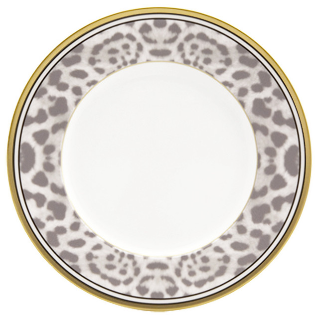Snow Leopard Plates, Set of 4 Transitional Salad And Dessert Plates by Nikko Ceramic