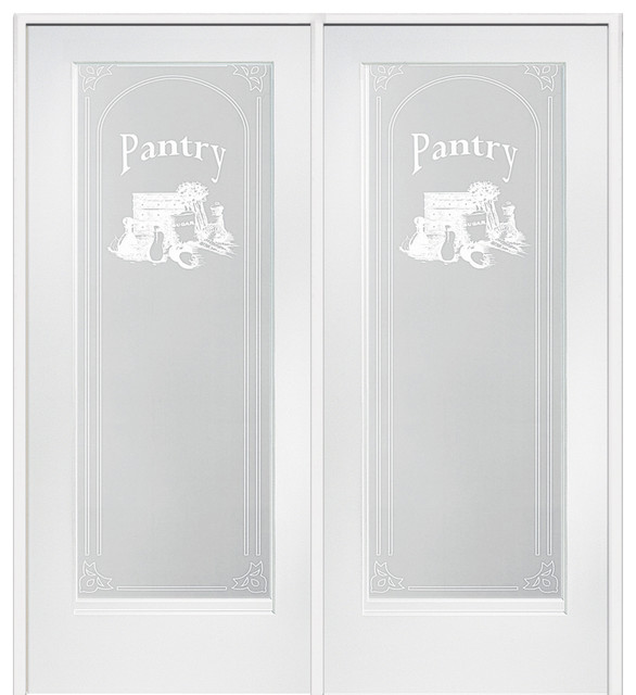 Masonite Pantry Primed Wood Interior French Double Door Left InSwing