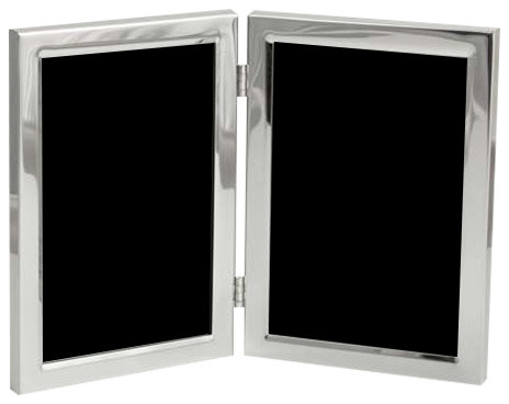 Bey Berk Silver Plated Double 5 X7 Picture Frame Modern