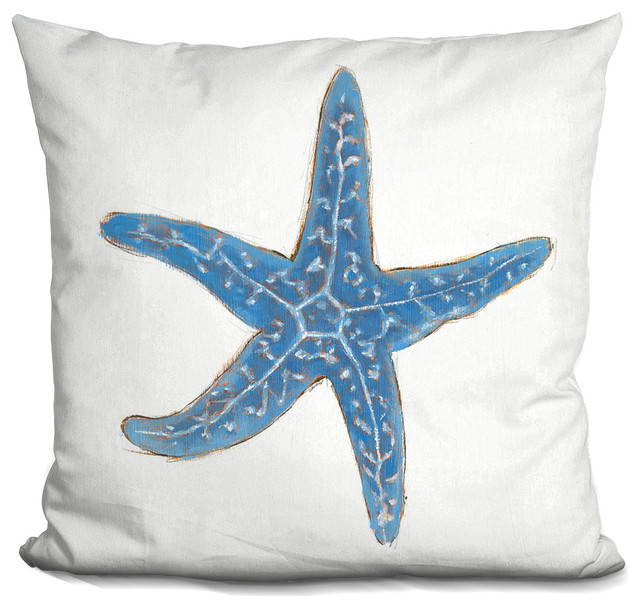 Navy Starfish Decorative Accent Throw Pillow Beach Style