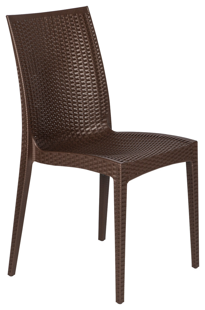 Leisuremod Weave Mace Indoor Outdoor Patio Chair, Brown