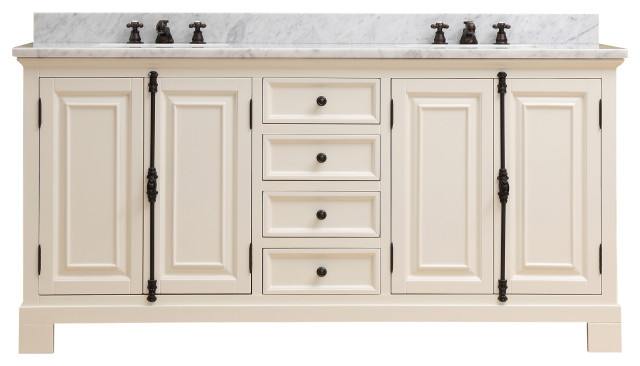 72 Inch Antique White Double Sink Bathroom Vanity From The Greenwich ...