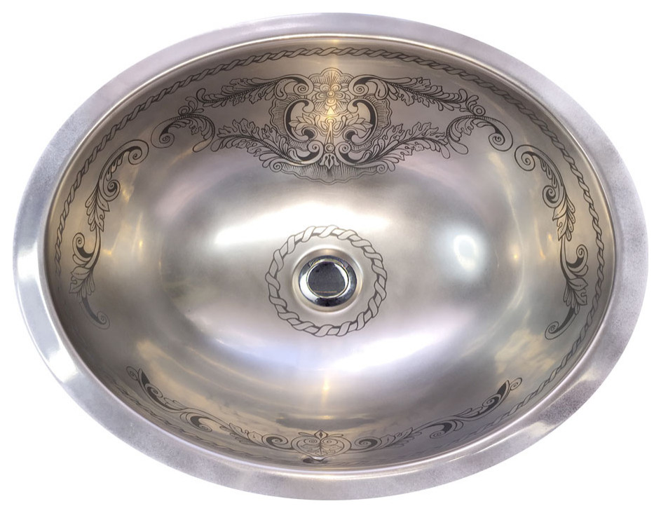 Hand Painted Sink "Platinum Legacy " Small Monaco Undermount Sink