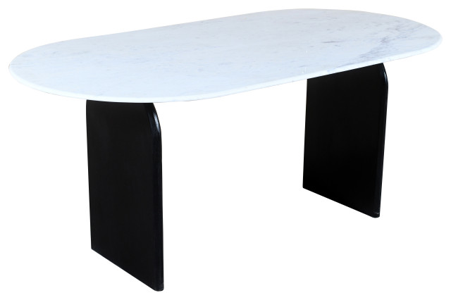 Terra Marble Top Oval Dining Table - Modern - Dining Tables - by Moti | Houzz