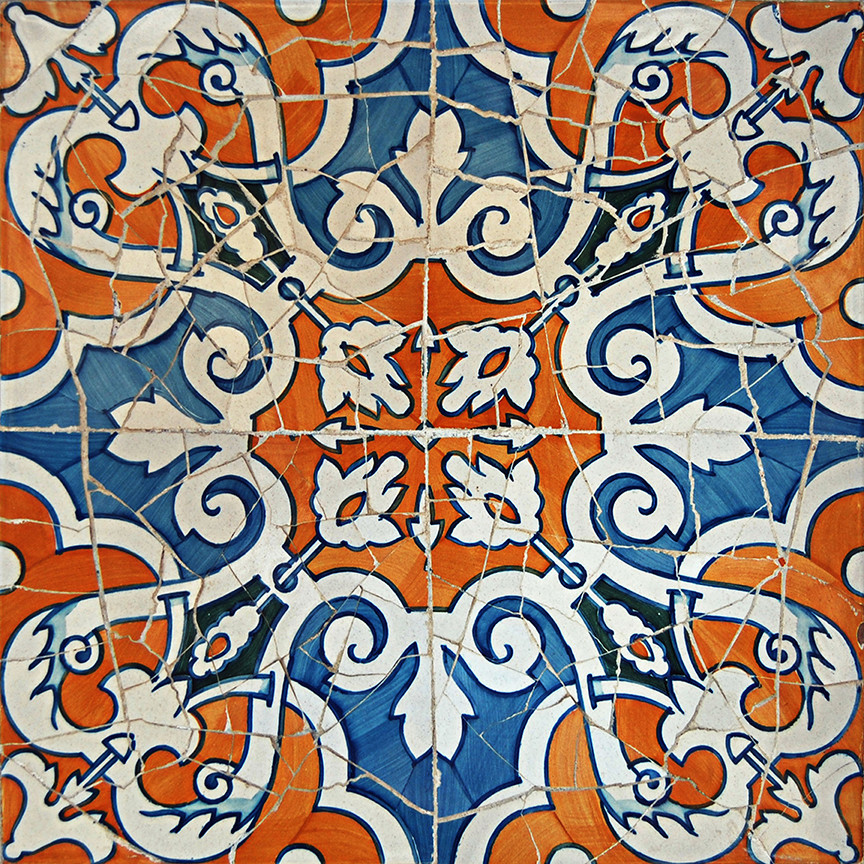 Mosaic Orange and Blue 2 by Antoni Gaudi Photographic Print on Wrapped Canvas