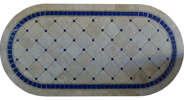 Azul Mosaic Stone Round Oval Coffee Table, 30"