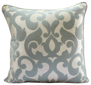 Gray Damask Jacquard Weave Blue Throw PILLOW COVER 60X60 DAMASK STRIPES BLUE