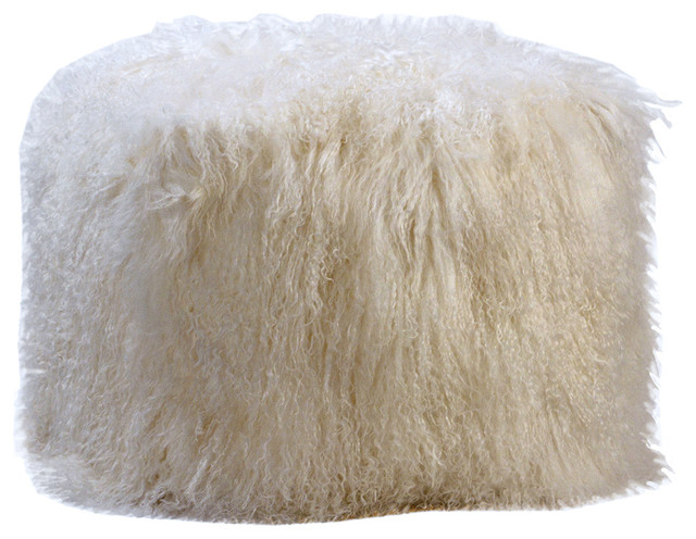 white fur ottoman stool