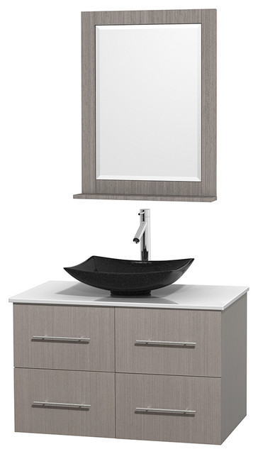 Single Bathroom Vanity Set with Arista Black Granite Sink