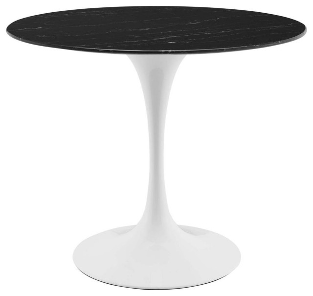 Lippa 36 Artificial Marble Dining Table White Black EEI5168WHIBLK Contemporary Dining