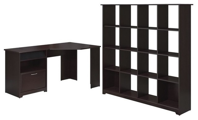 Bush Furniture Cabot Corner Desk And 16 Cube Bookcase In Espresso Cabot Corner Desk And 16 Cube Bookcase