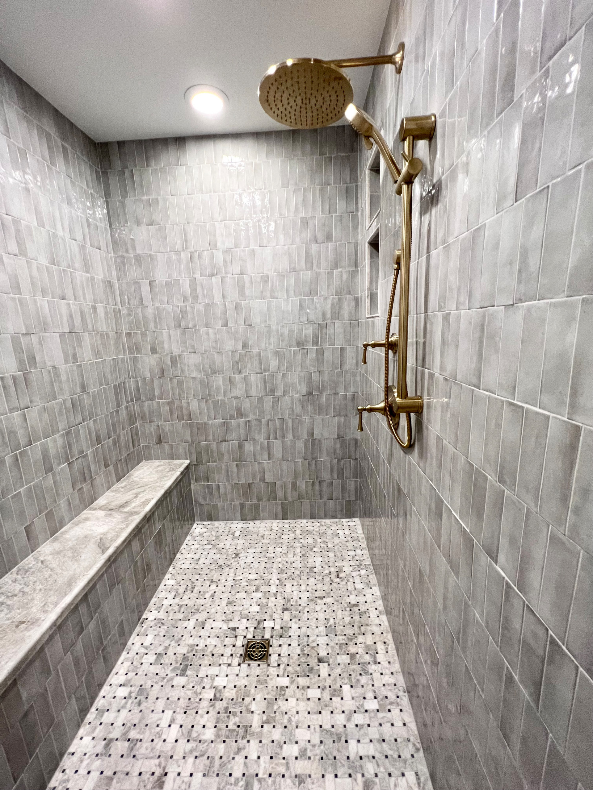 Gorgeous Herringbone Tile Master Bathroom