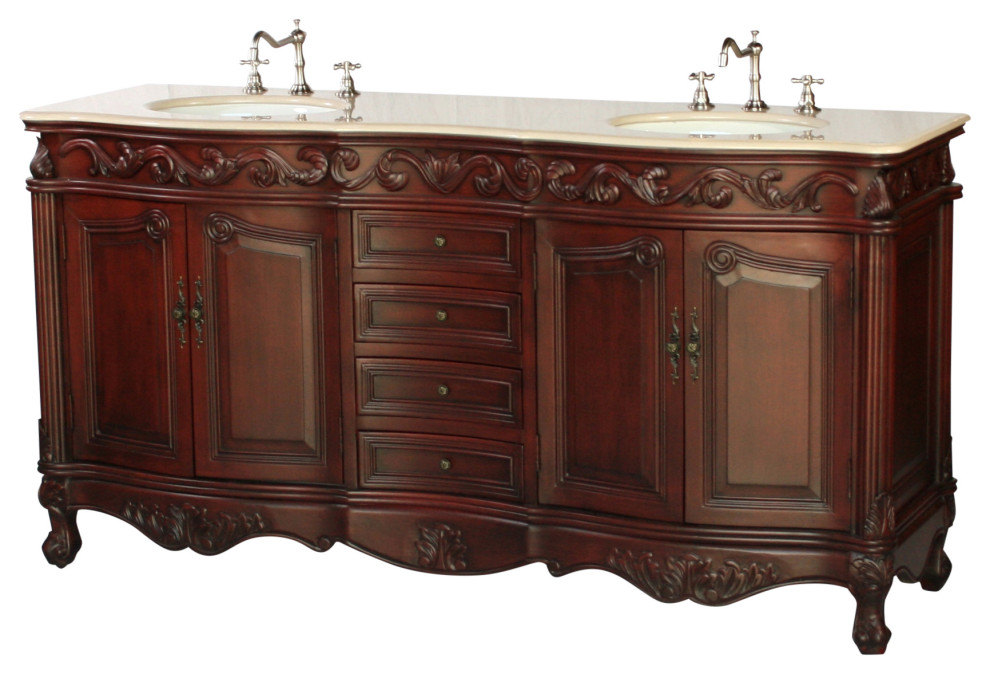 68" Antique Style Double Sink Bathroom Vanity Model 2917-68 BE ...