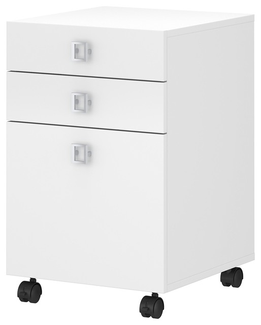 Bbf Echo By Kathy Ireland 3 Drawer Mobile Pedestal Pure White Contemporary Filing Cabinets By Bush Industries