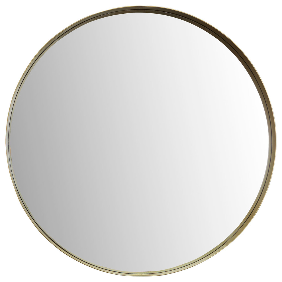 Eagan Round Metal Wall Mirror , Flat Gold
