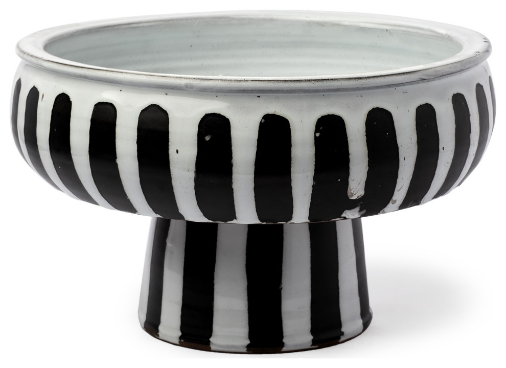 White and Black Ceramic Decorative Bowl Contemporary Decorative