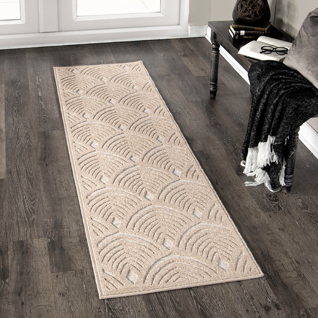Orian Indoor Outdoor Sculpted Bella Vista High Low Area Rug Tan 1 11 X 7 6