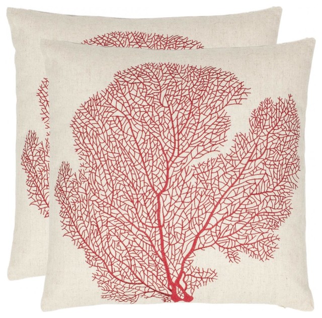 Spice Set Of 2 Fan Coral Accent Pillow Beach Style