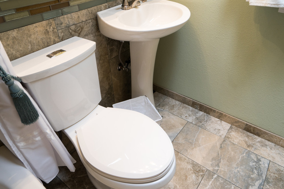 Sierra Mesa Bathroom Remodel with Pedestal Sink Southwestern