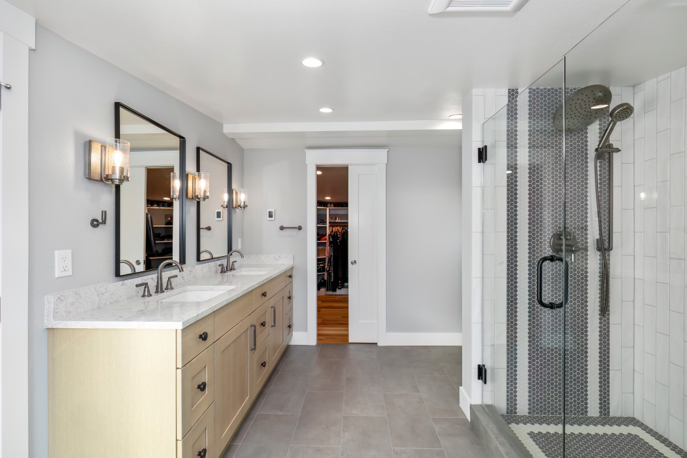 Inspiration for a rustic bathroom remodel in Seattle