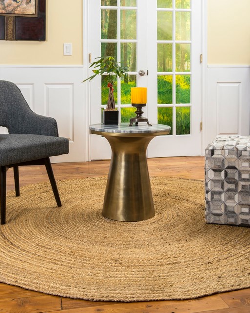 Elsinore Hand Braided Natural Jute, Round Contemporary Area Rugs