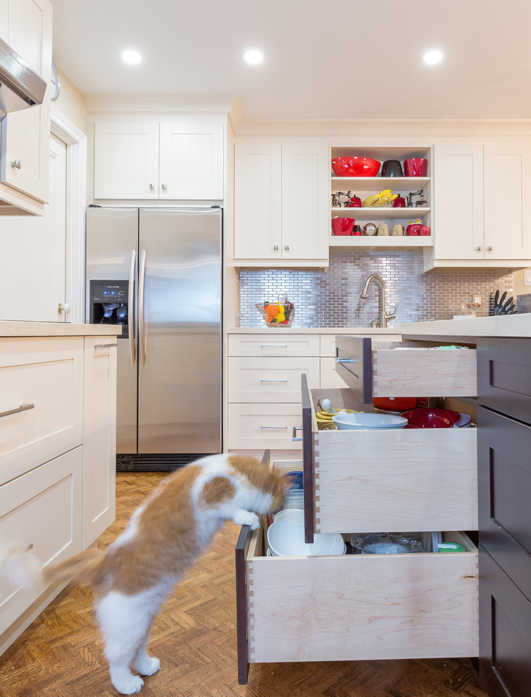 Example of a transitional kitchen design in Toronto