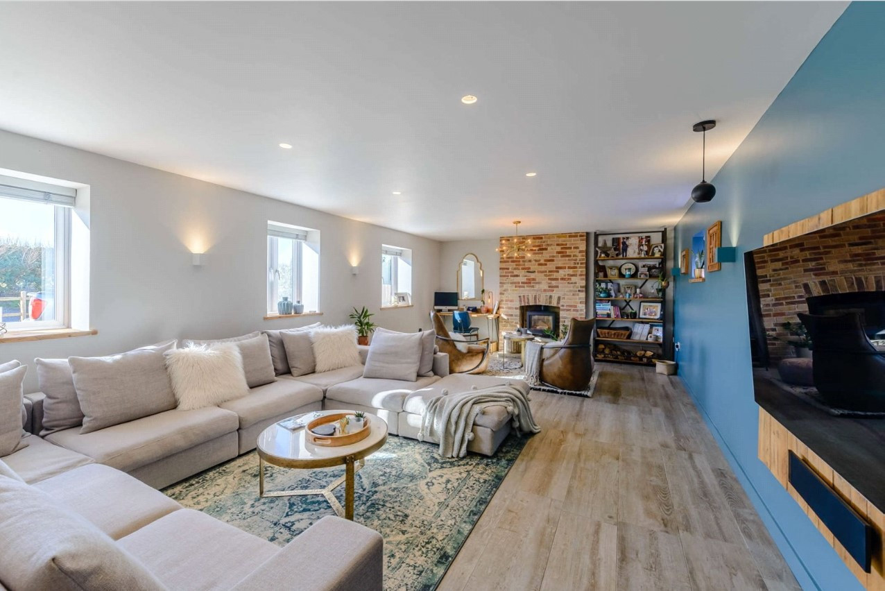 Living room with woodburner in feature wall