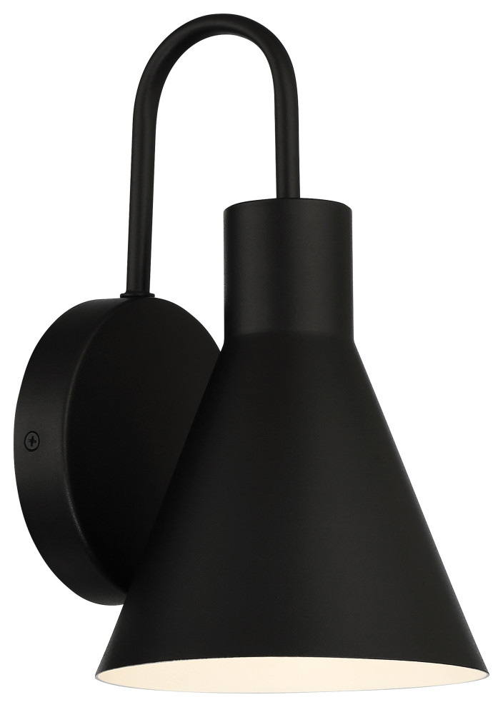 Solano Outdoor LED Wall Mount, Round Backplate, Cone Shade