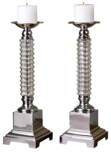 Uttermost Ardex Mercury Glass Candleholders, Set of 2