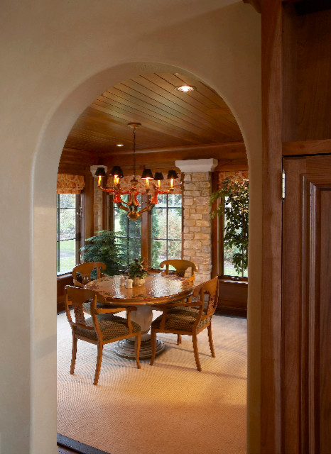 Photo of a large mediterranean open plan dining in Milwaukee.