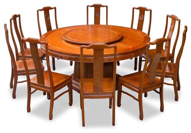 66" Rosewood Longevity Design Round Dining Table With 10 Chairs