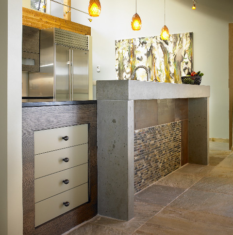 A modern-rustic island kitchen modern-kitchen