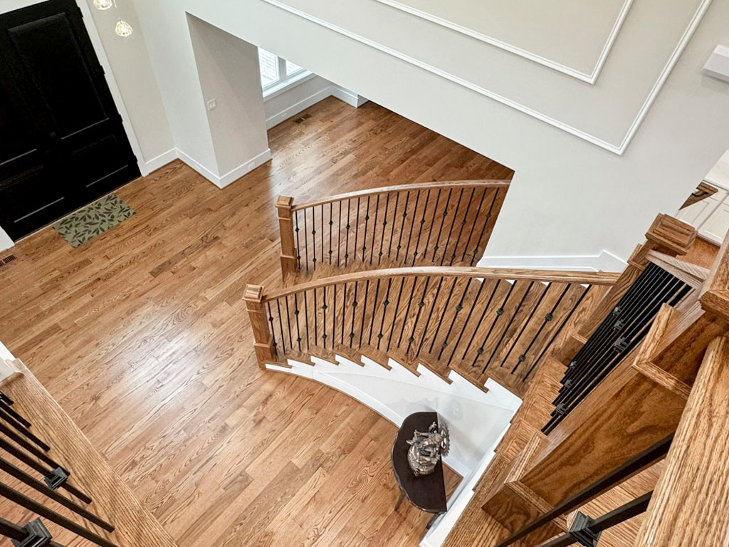 117_Distinct Oak Staircase with Iron Balusters & Oak Rail Profile, Chantilly VA
