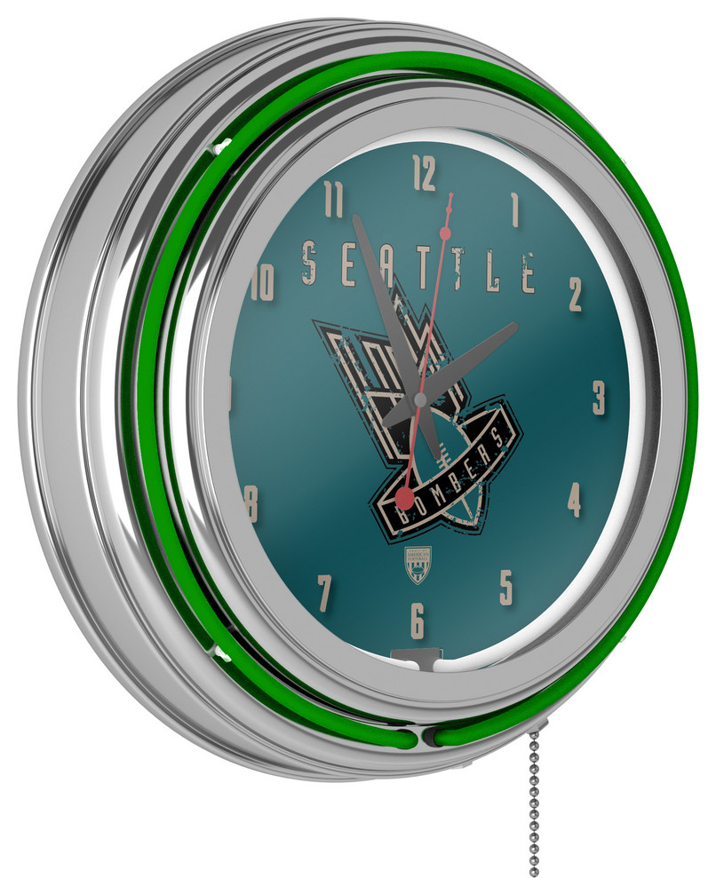 VAF Seattle Bombers Chrome Double Ring Neon Clock