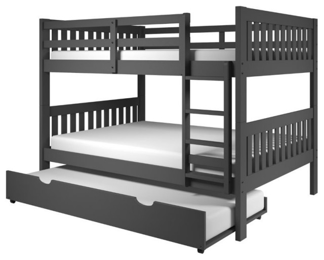 Solid Wood Mission Bunk Bed, Creekside Chestnut Twin Full Step Bunk Bed With Desk