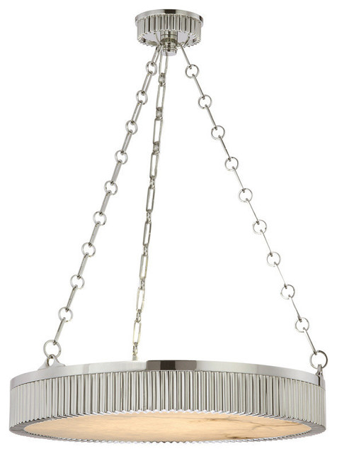 Lynden, 22-inch Pendant, Polished Nickel Finish, Alabaster Diffuser