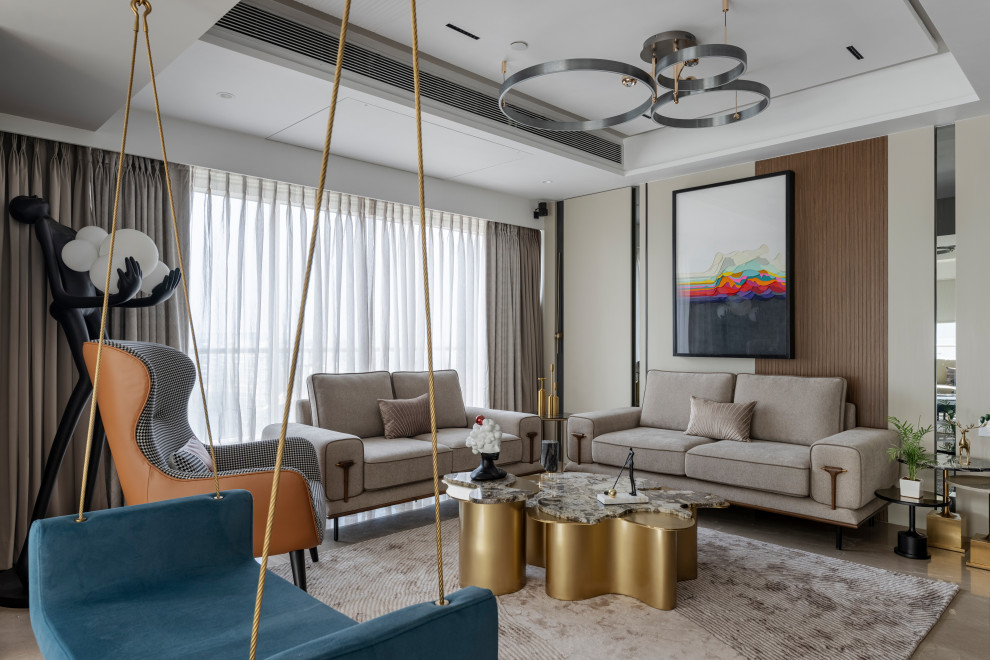 Inspiration for a contemporary living room in Mumbai.