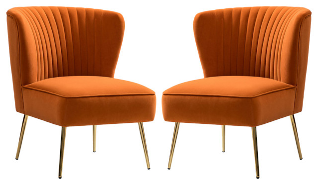 Upholstered Side Chair, Set of 2, Orange