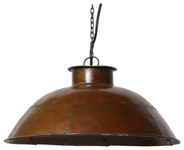 Salvaged Reclaimed Metal Hanging Shade Pendant Light Rust Brown Vintage Style Salvaged Reclaimed Metal Hanging Shade Pendant Light Rust Brown Vintage Style