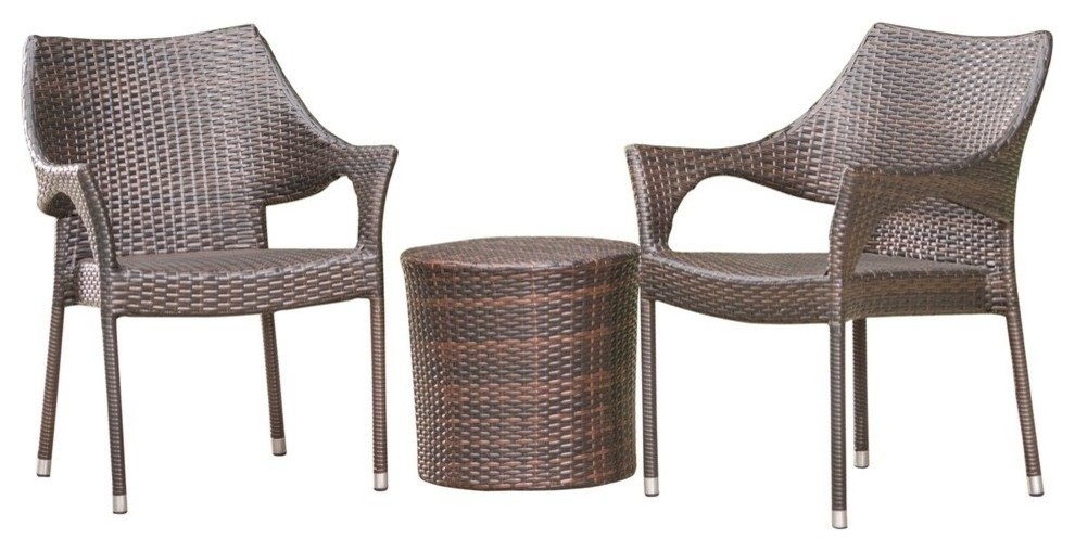 Gdf Studio 3 Piece Alfheimr Outdoor Multi Brown Wicker Stacking
