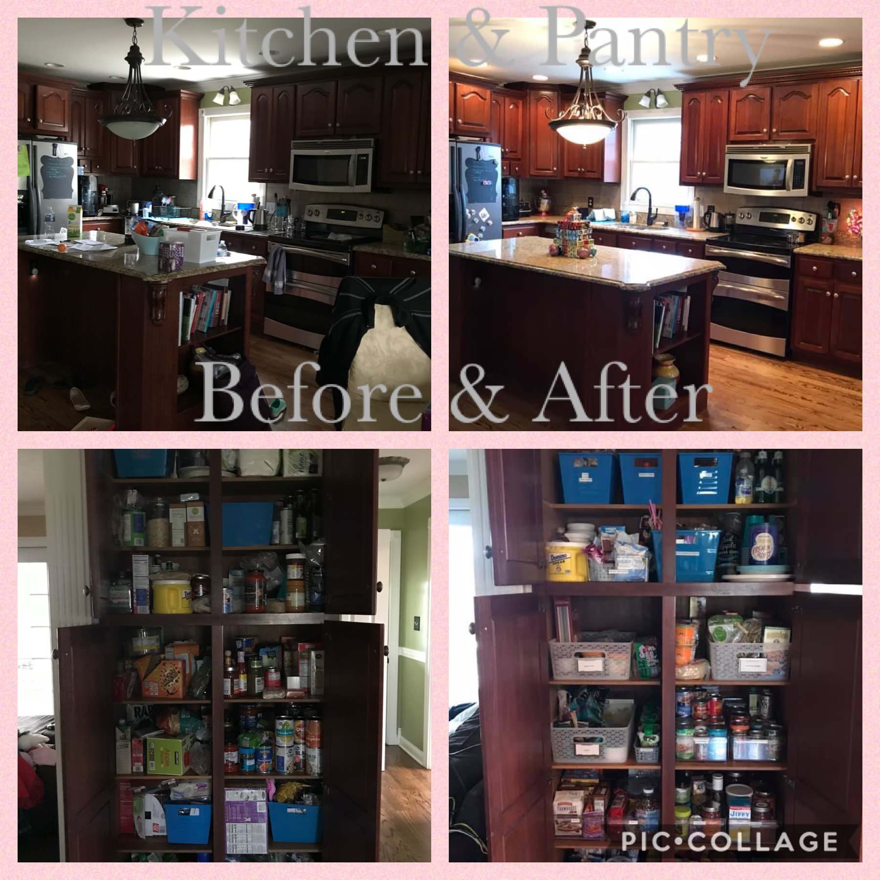 Kitchen and pantry cabinet before and after