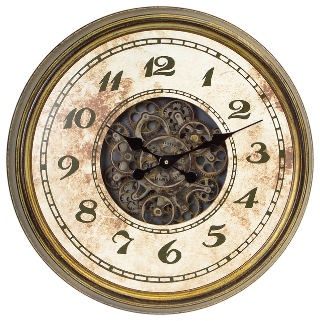 Exposed Gear Wall Mount Clock Traditional Wall Clocks by Melrose