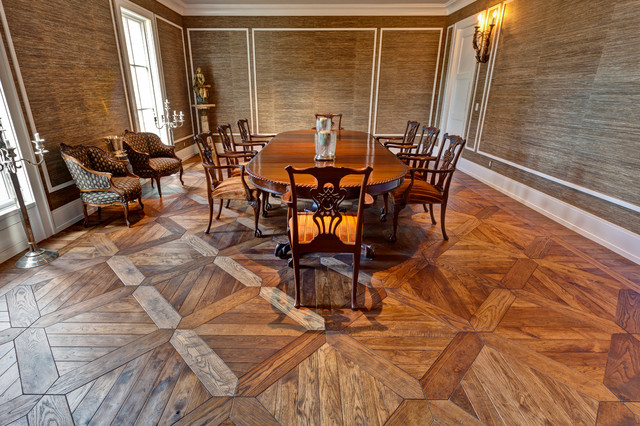 Custom Solid Hickory Floor estilo-craftsman-comedor