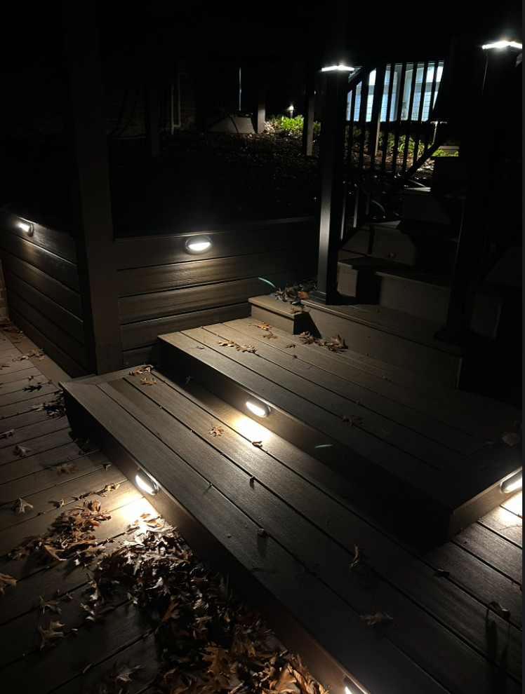 Deck - large backyard metal railing deck idea in Indianapolis