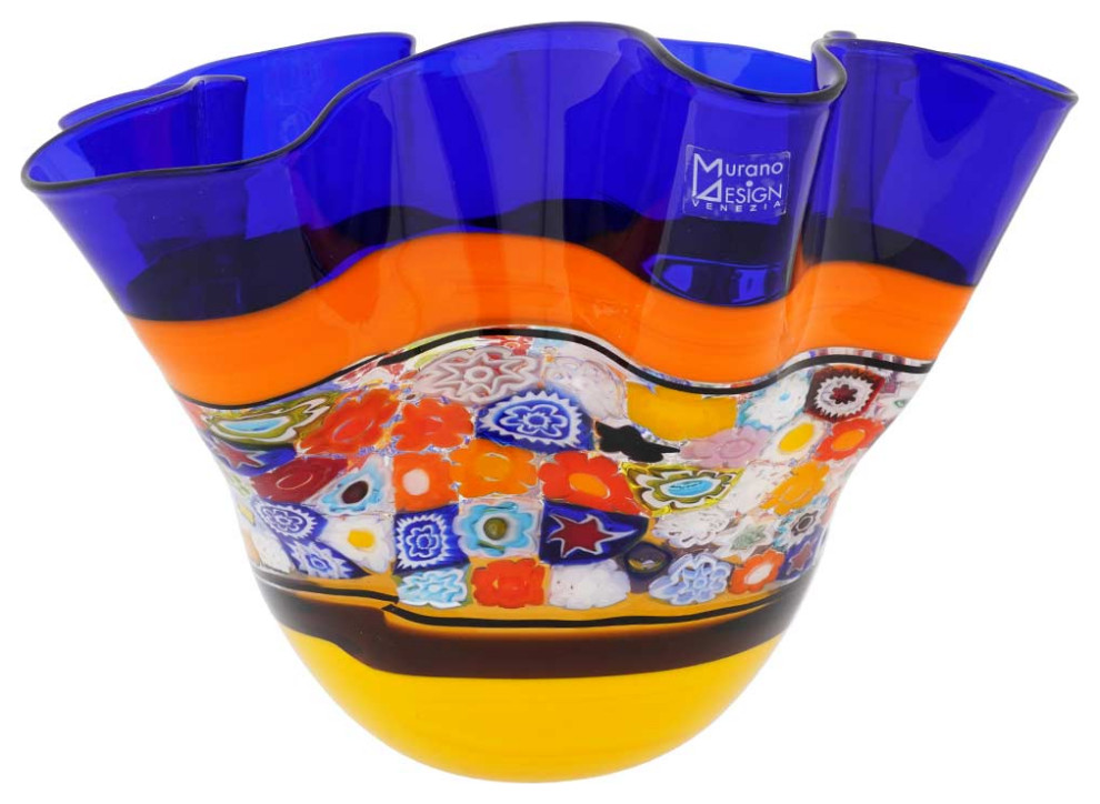 GlassOfVenice Murano Glass Primavera Millefiori Fazzoletto Bowl - Blue -  Contemporary - Decorative Bowls - by GlassOfVenice | Houzz
