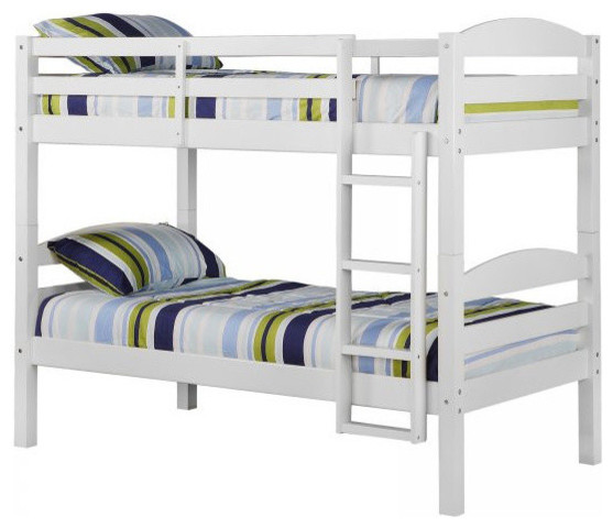 Twin Over Twin Solid Wood Bunk Bed Transitional Bunk Beds By Walker Edison Houzz