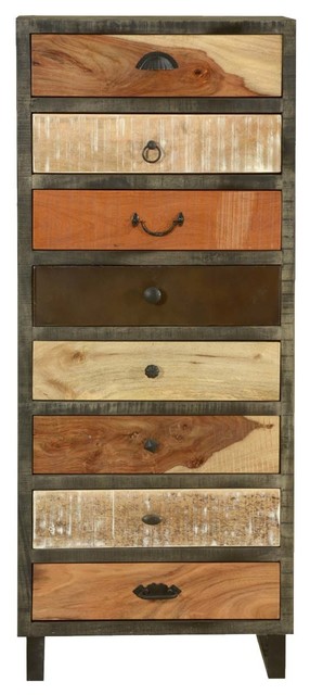 Waco Wooden Patches Mango Wood 8 Drawer Tall Dresser Rustic Waco Wooden Patches Mango Wood 8 Drawer Tall Dresser