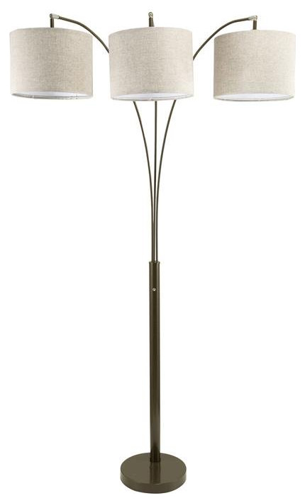 Furniture of America Ryan Modern Metal 3-Shade Floor Lamp in Brown ...
